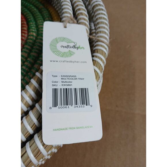 NWT Rustic Kansgrass Multicolor Decorative Trays – Set of 3 Handmade Boho - Picture 2 of 2